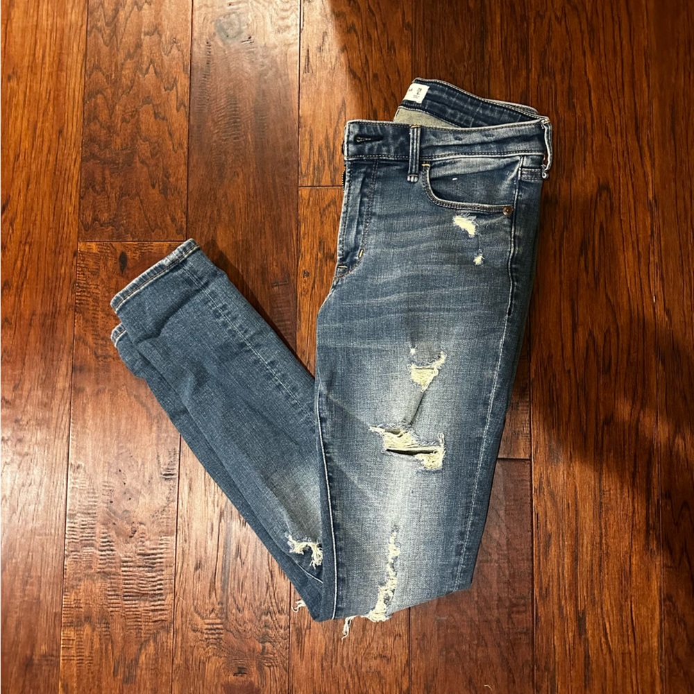Abercrombie & Fitch Mid Rise The Super Skinny Jeans - Blue